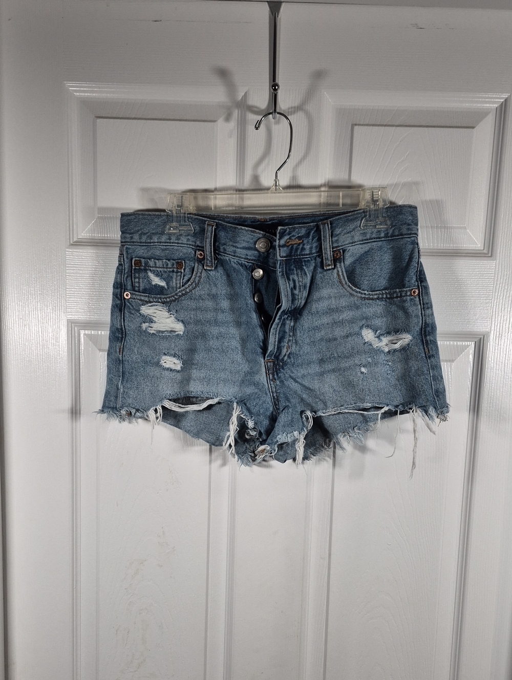 Aeropostale Light Blue Distressed Denim Cutoff Shorts